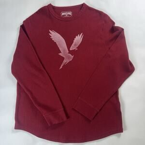 American Eagle Sweater Men's Red Blue Outdoor Waffle Knit Sweatshirt Size XL